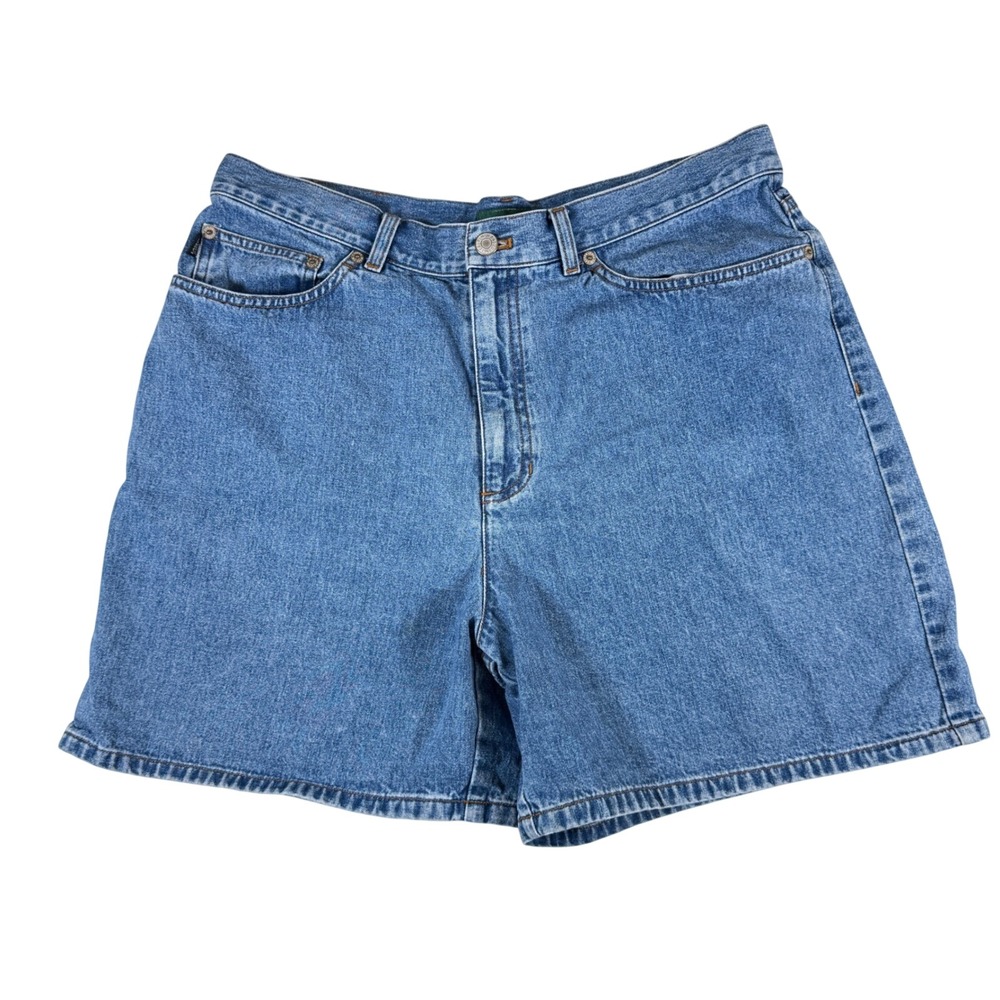 Lauren Ralph Lauren Blue Denim Mom Shorts Women's Size 14 High Rise Vintage